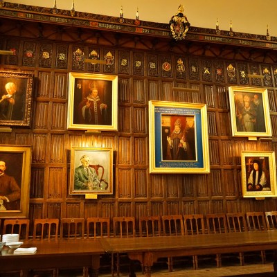 a wall with picture frames